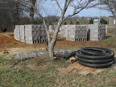 pallets of blocks for the walls