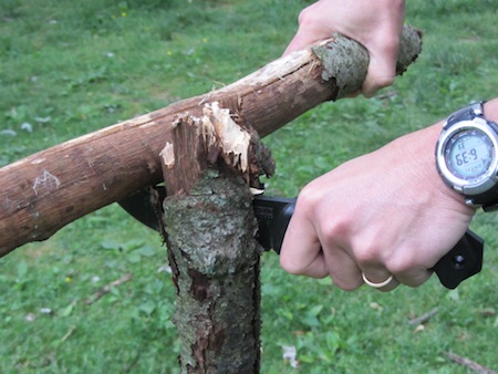 Striking the end of your knife will split the stick