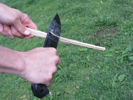 Making smaller kindling from the inner pieces