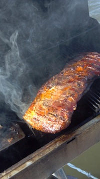 Cooking homemade bacon